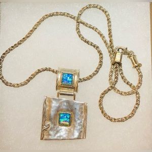 Pre owned Rare SILPADA sterling silver faux blue oval necklace N0951